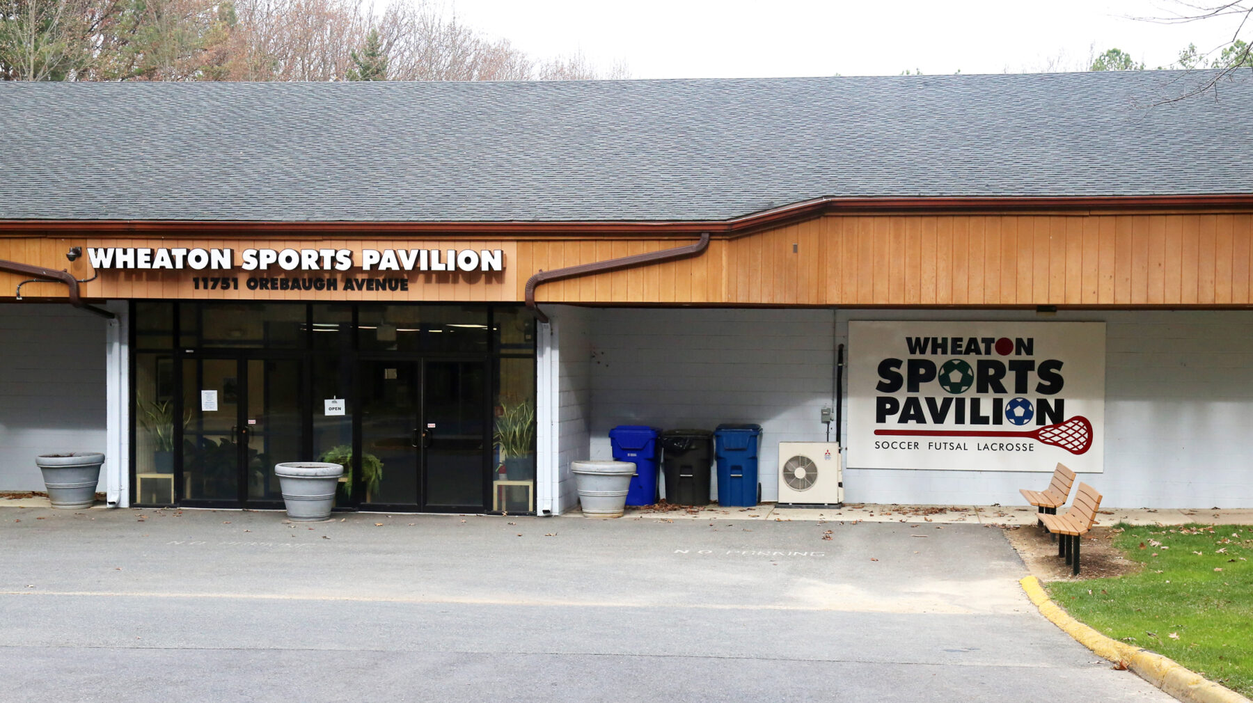 Outside of Wheaton Sports Pavilion.