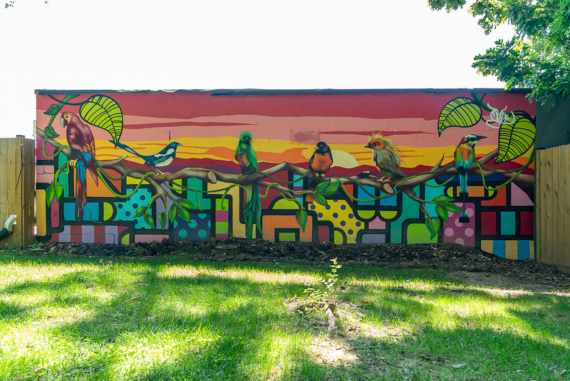 Mural art at Flowe Avenue Urban Park