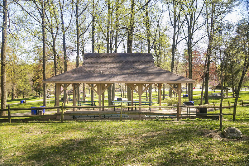 wheaton regional picnic shelter in the spring