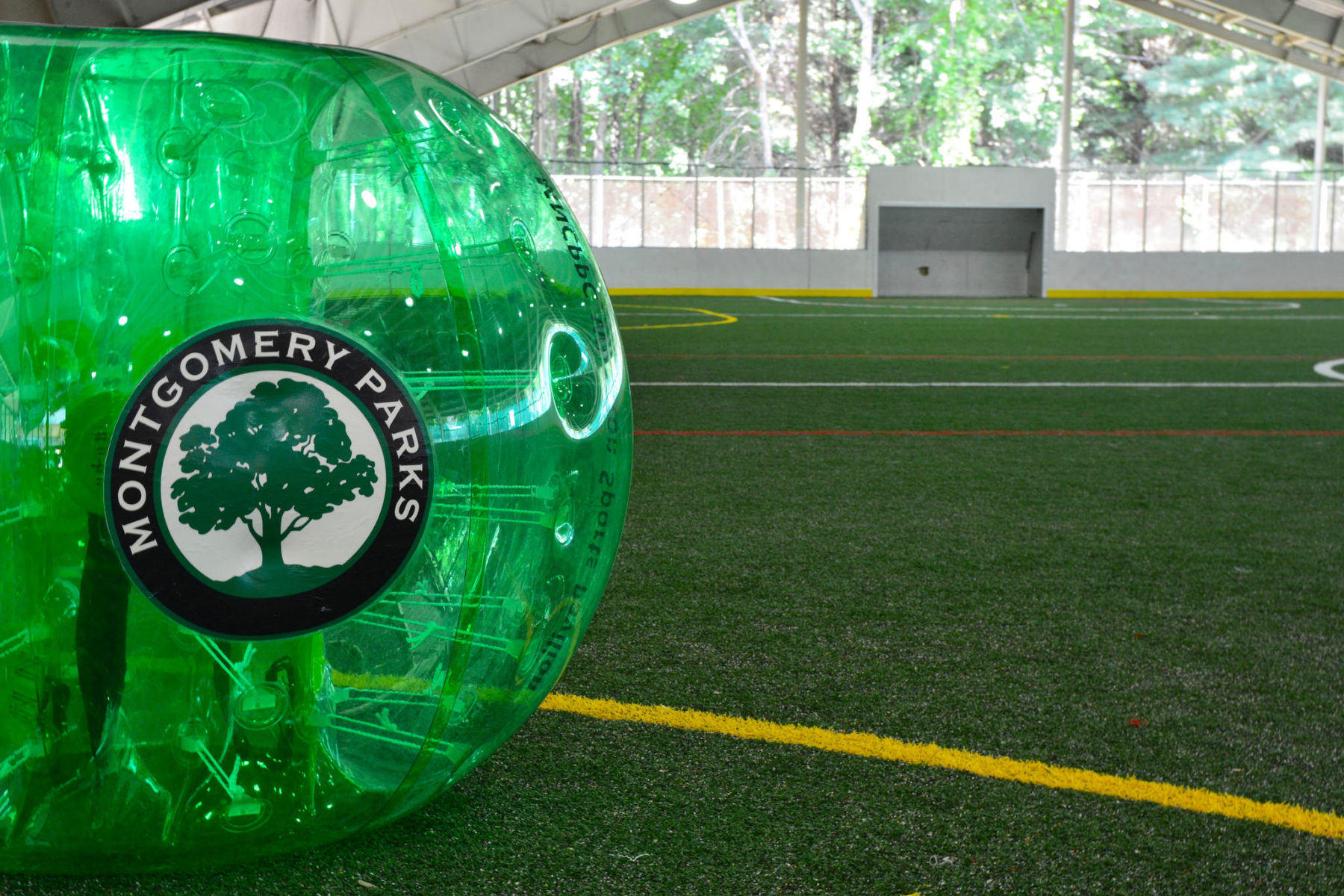 Wheaton Sports Pavilion offers bubble soccer party packages and facility rentals.