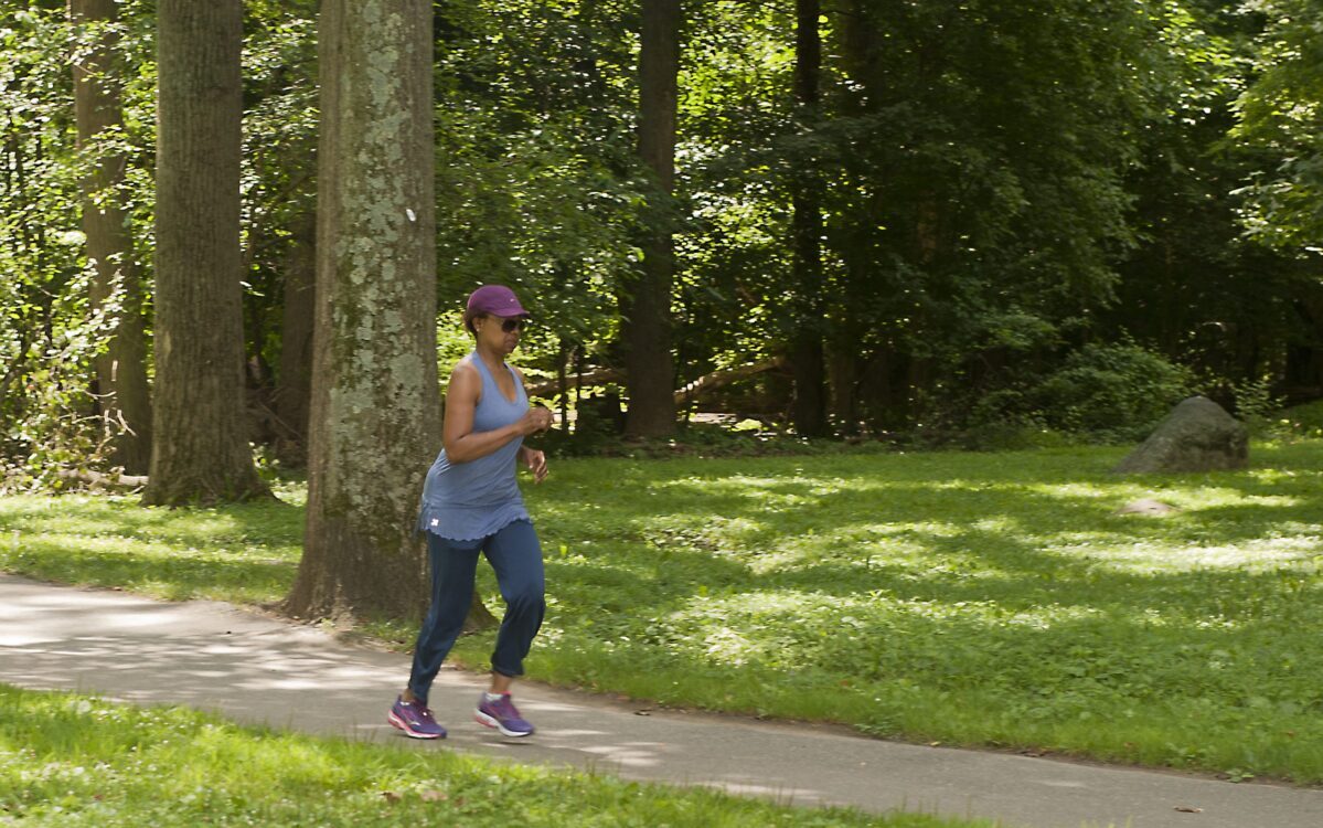 Jogger on Trail at Dale Drive Neighborhood Park