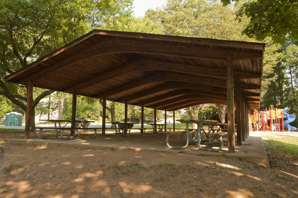 Picnic Shelter with benches near playground at Fleming Local Park