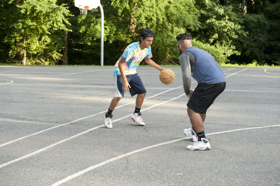 Basketball Players at Georgian Forest Local Park