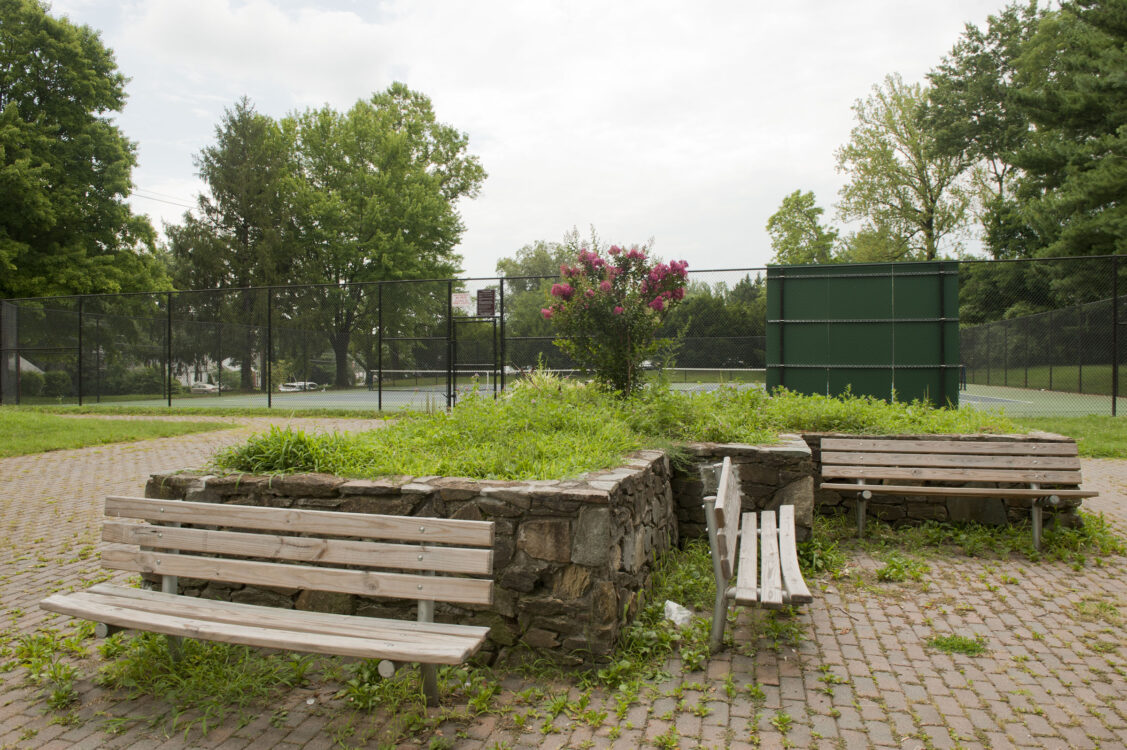 Benches and Tennis Court at Greenwich Neighborhood Park
