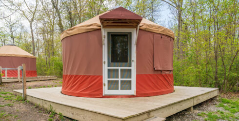 exterior of a yurt