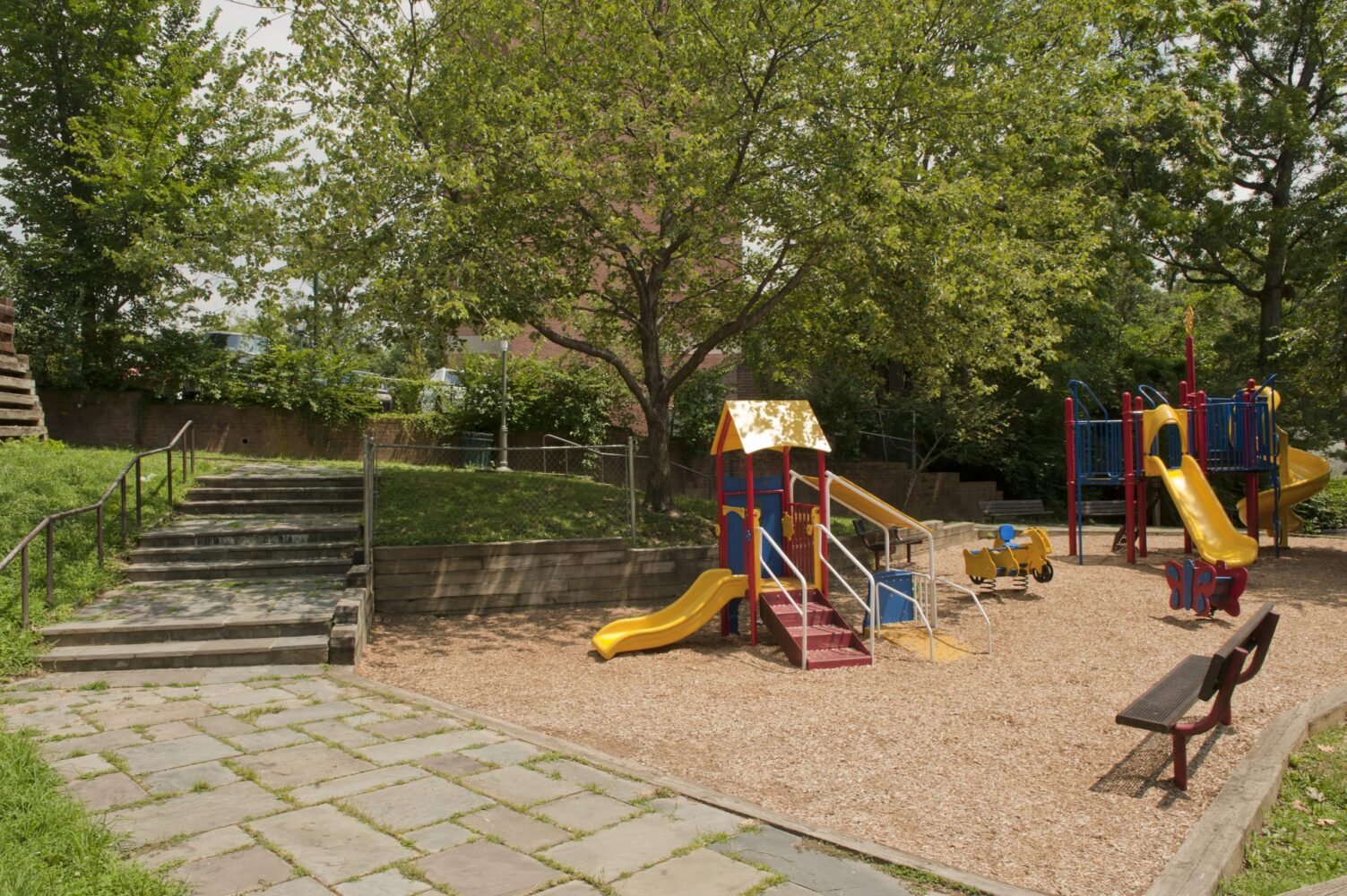 Walkway and playground at Takoma Urban Park