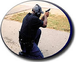 Police shooting gun at range
