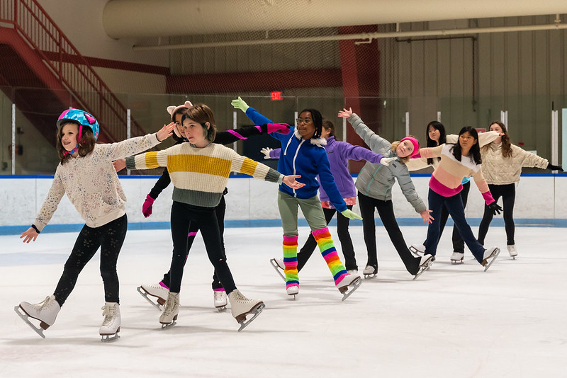 Skaters performing a routine at Theater Camp