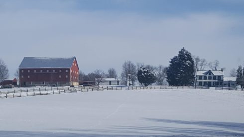 The Agricultural History Farm Park under a blanket of snow.