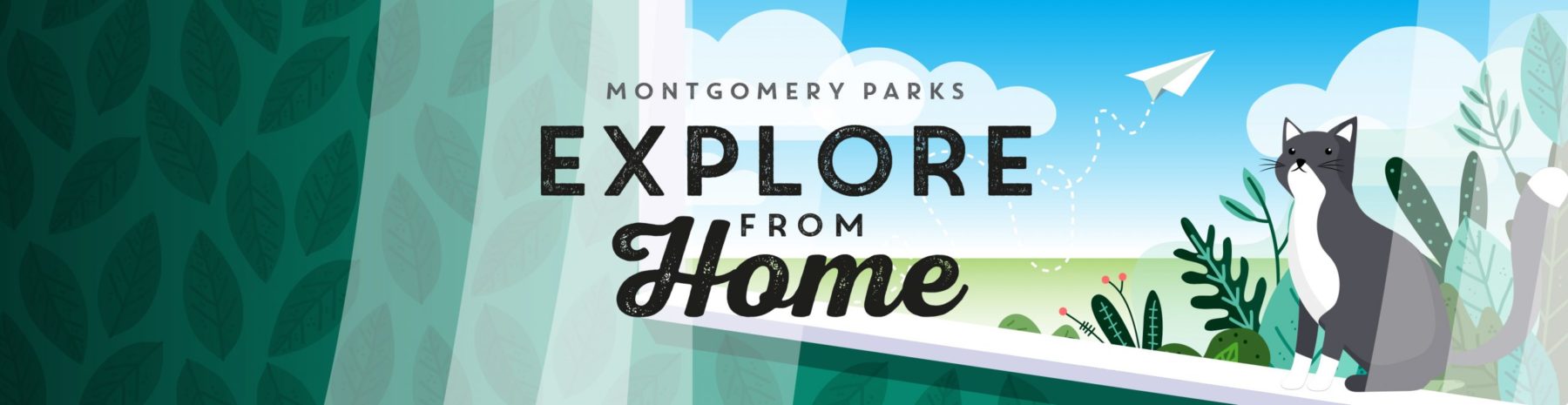 Montgomery Parks Explore from Home - cat graphic in window ledge