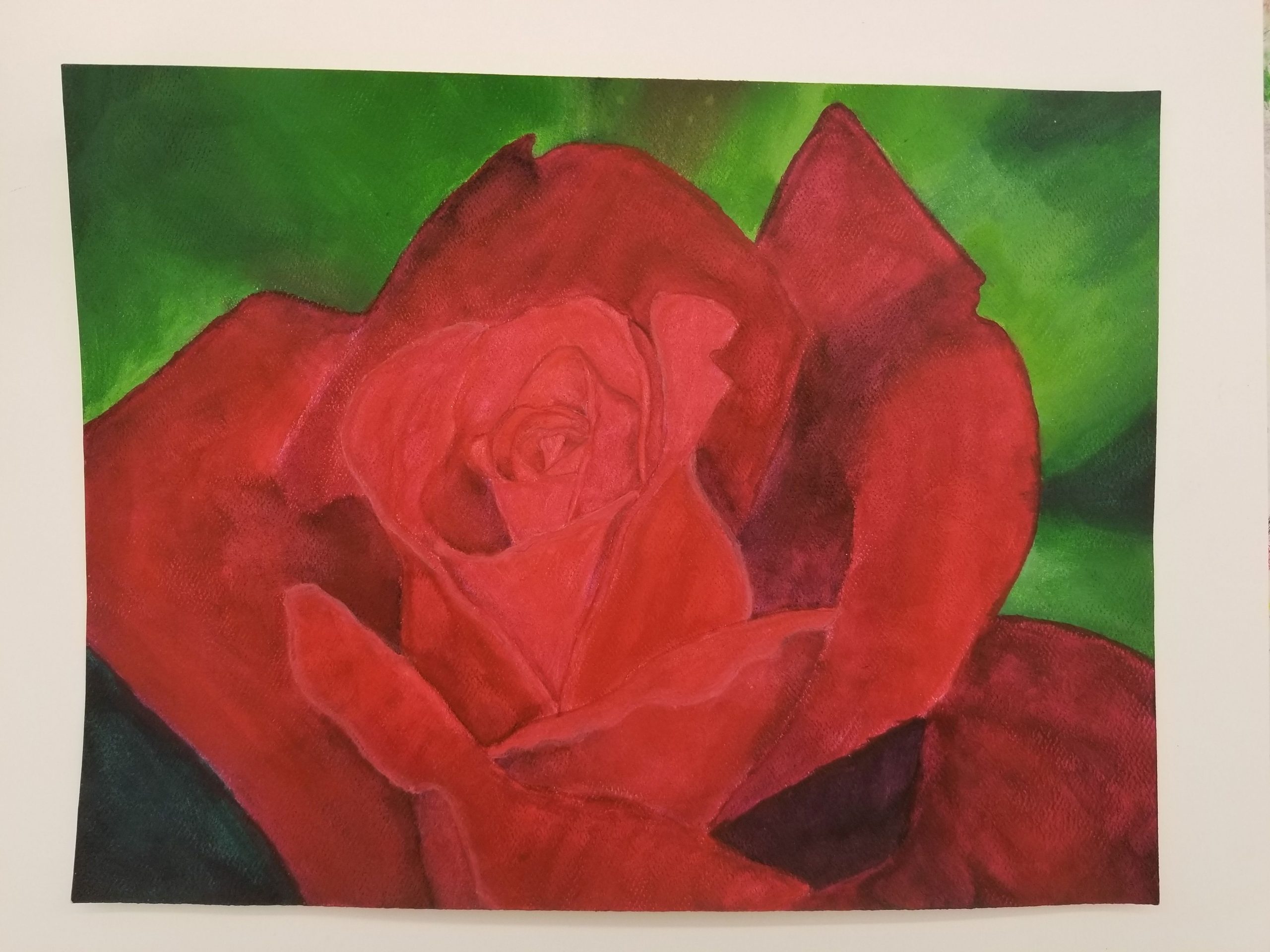 Image of a red rose, original artwork by D. Ponce