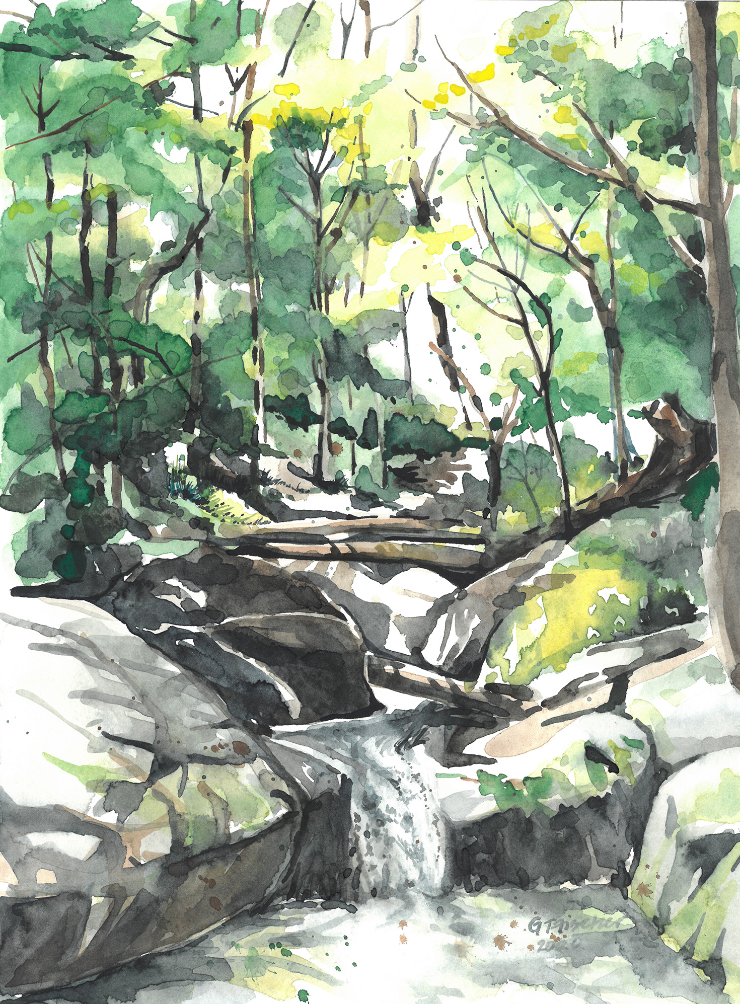 Quiet Fall Watercolor by Gloria Tseng Fischer $300, Art Exhibit at Brookside Gardens