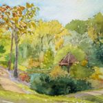 Brookside Tranquility Watercolor Linda Greigg. $225., Art Exhibit at Brookside Gardens