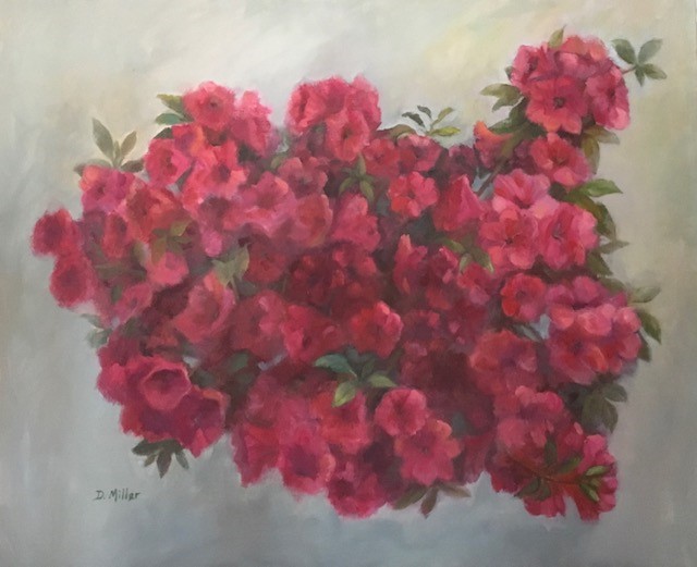 Profusion of Red Azalea Blossoms by Debbie Miller $395, painting, Brookside Gardens