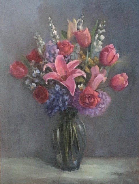 Roses and Stargazer Lilies by Debbie Miller $575, Brookside Gardens, Painting