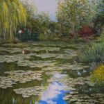Monet's Garden #2, Oil, by Simin Parvaz $1800, Painting, Natural landscape, Brookside Gardensy of water, Bank, Pond, Wetland, Bayou, Reflection, Natural environment