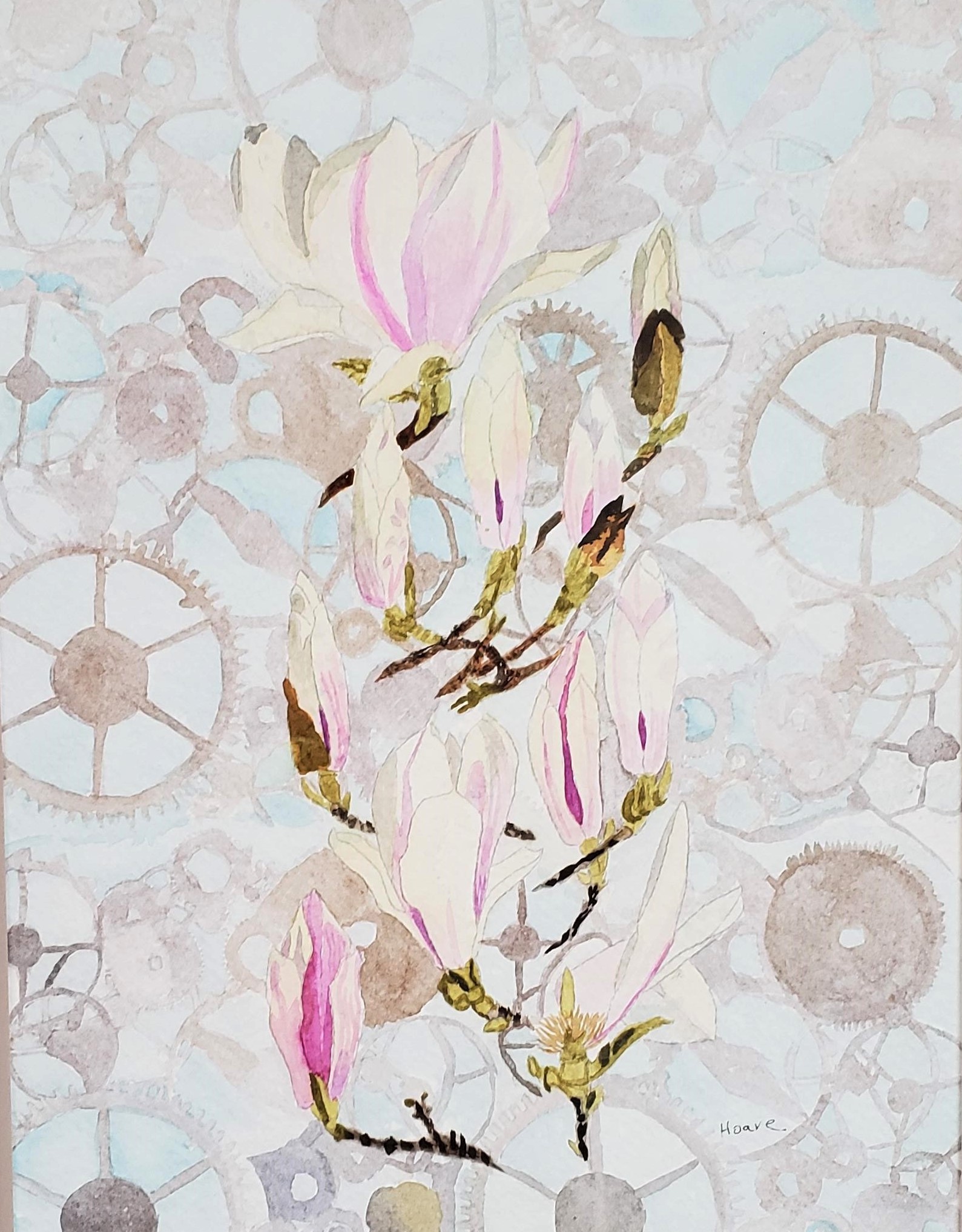 Magnolia in the Time of Gears 1 by Alexandra Treadaway-Hoare $600, Painting, Brookside Gardens,