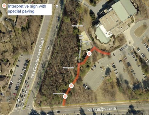 map of trail improvement project at Wall Local Park located at Nicholson Lane and Old Gorgetown Road. Additonal Interpretive signs to be installed at identified locations.