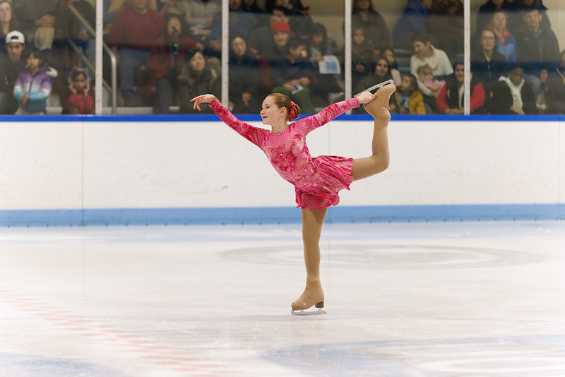 Skater doing a spiral in the ice show