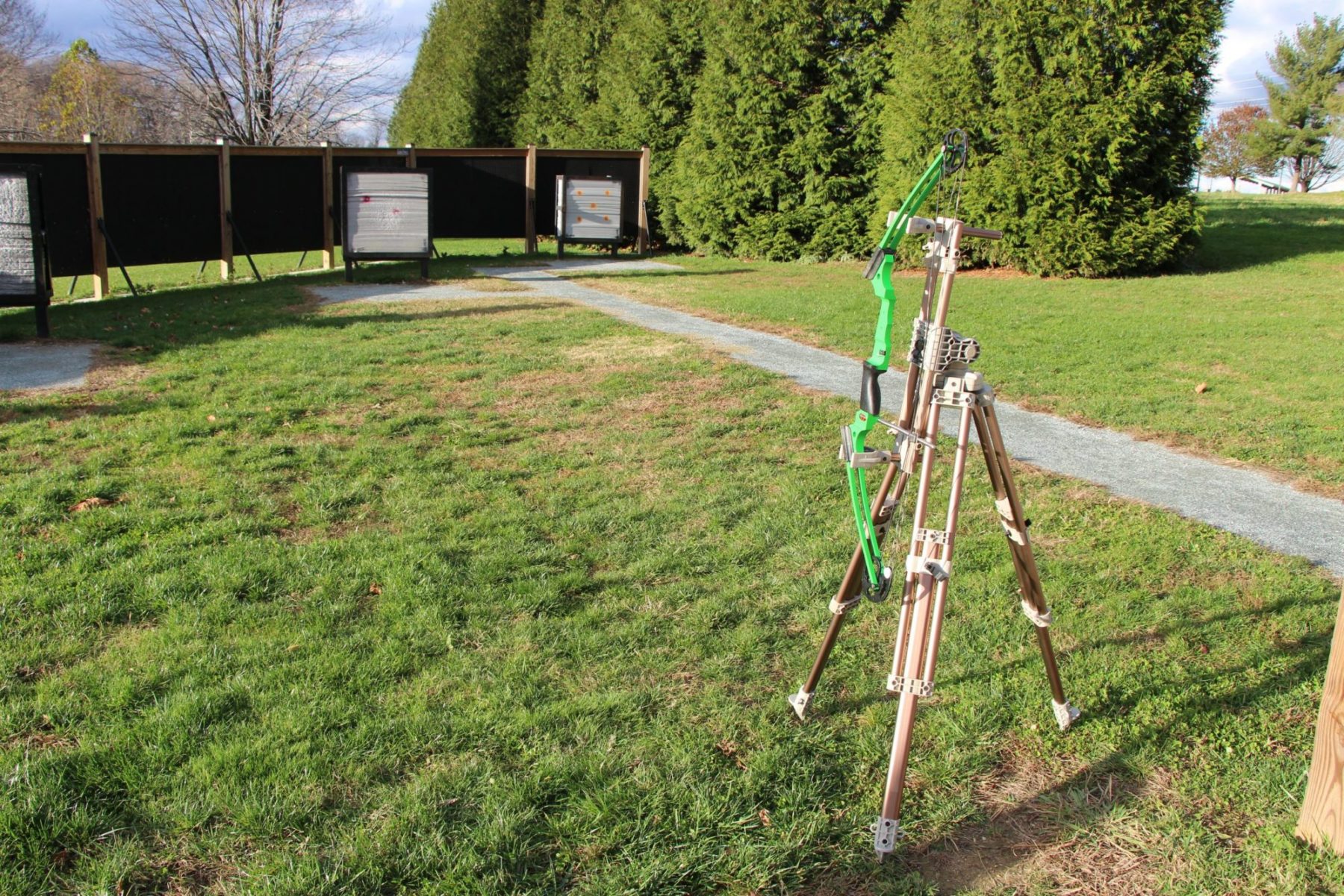 Adaptive Archery South Germantown Archery Range with multiple shooting targets and accessible walkway