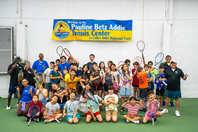 Tennis campers acting silly
