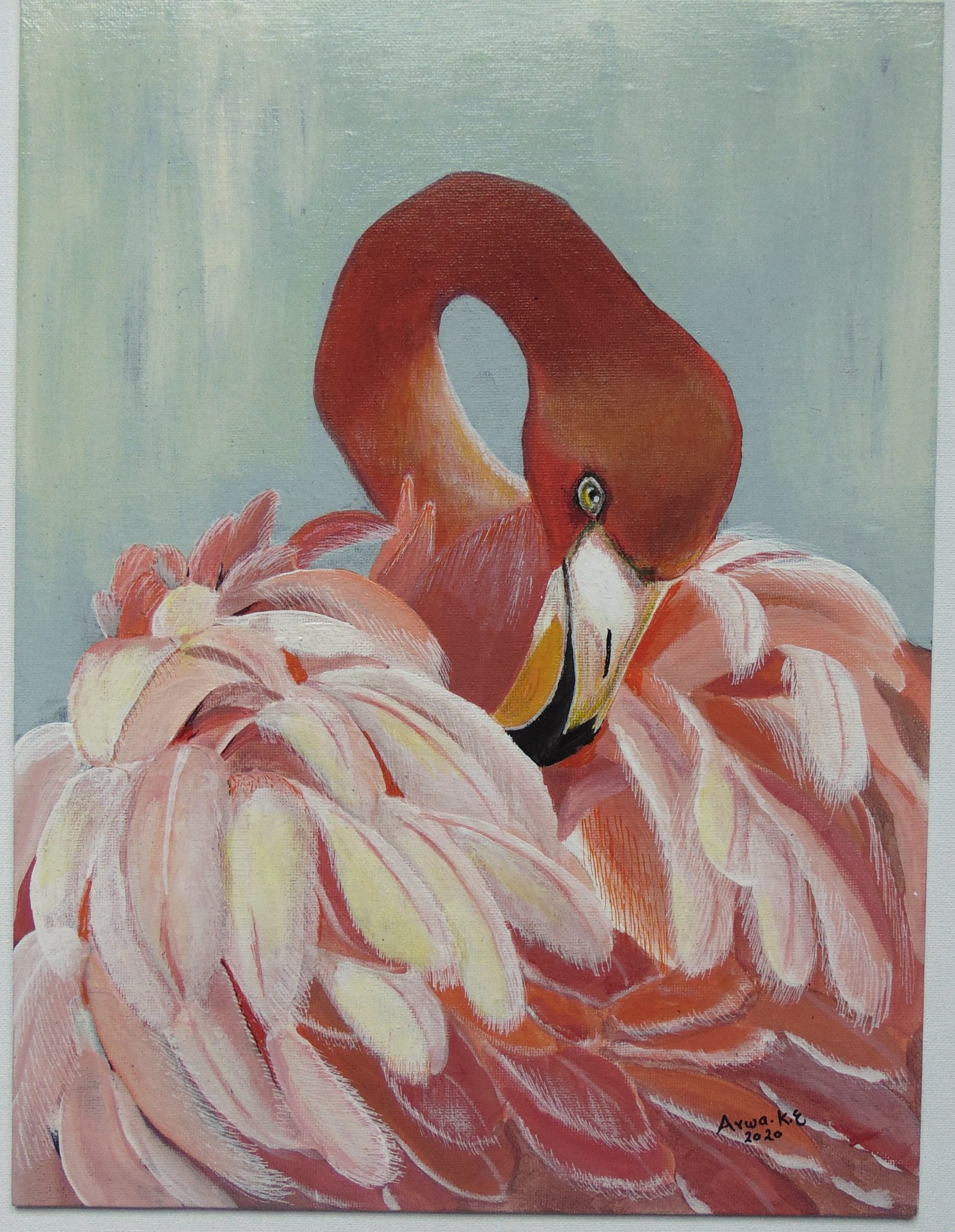 Flamingo by Arwa Khadr ElBoraei $835 Acrylic on Canvas 12x16 inch