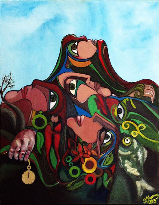 Maysoon Zaidan AlGburi Generation _ Oil on Canvas 40 x 51 Cm, Art Exhibit at Brookside Gardens,