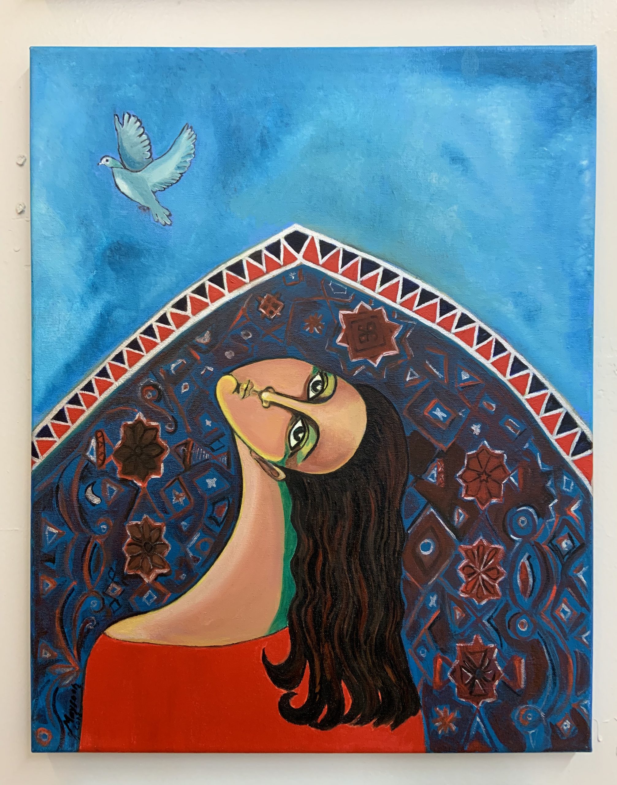 Maysoon Zaidan AlGburi Hope _ Oil and Acrylic on Canvas 40 x 51 Cm, Art Exhibit at Brookside Gardens,