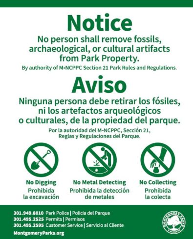No digging Metal Detectors on park Property