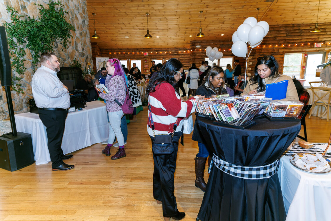 visitors at wedding open house at seneca lodge