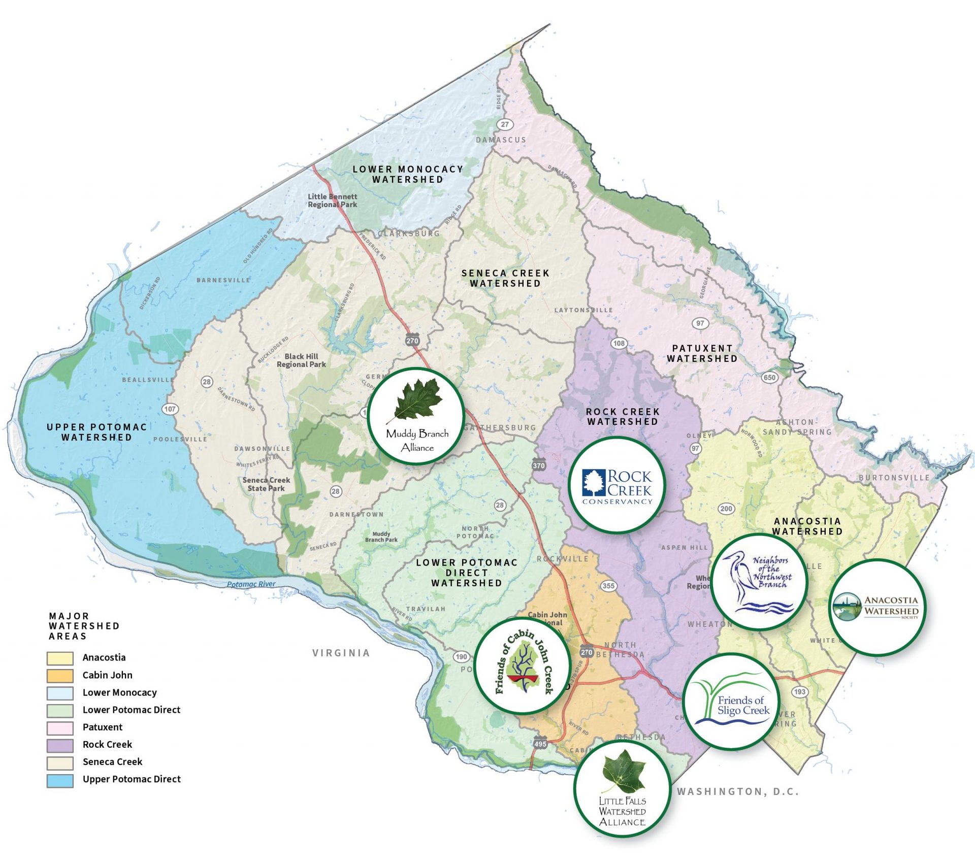 Map, Montgomery county watershed organizations