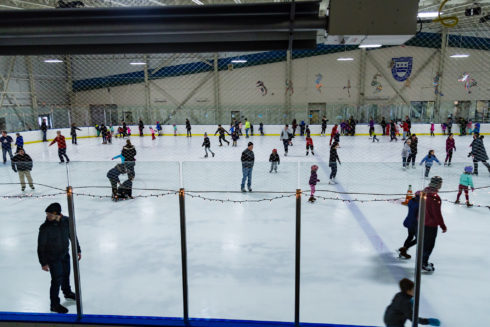 People skating at a public skating session at Wheaton Ice Arena.