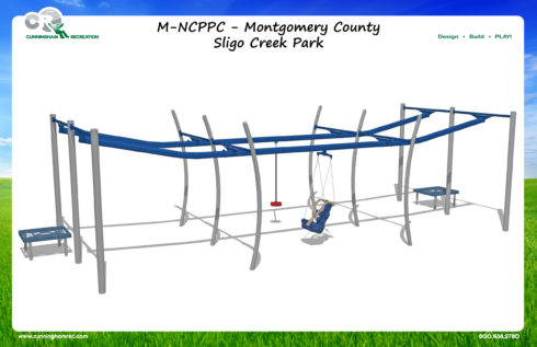 image of zip line for Sligo Kennebec Playground showing the types of swings. 