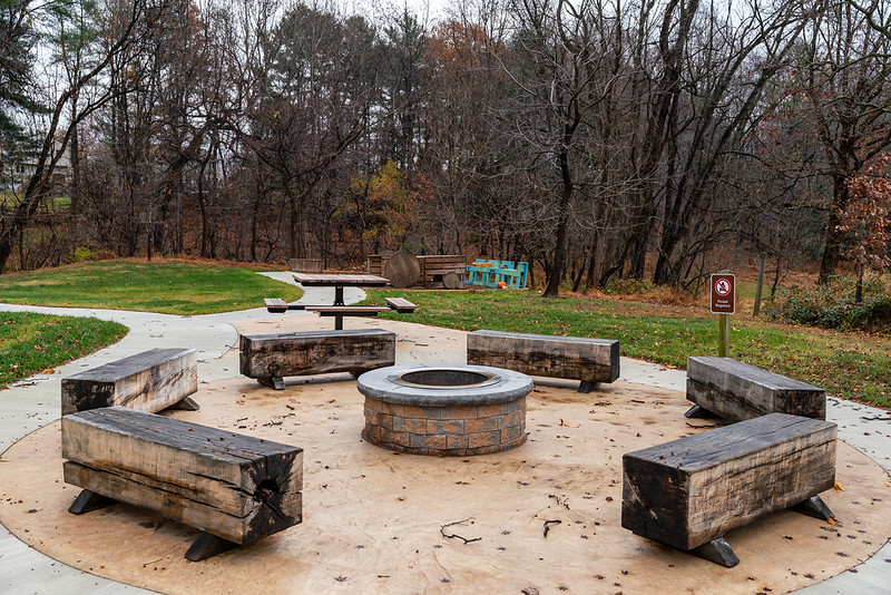 The accessible fire ring at Maydale Nature Classroom.