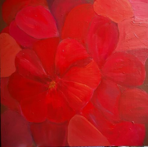 Red flowers painting