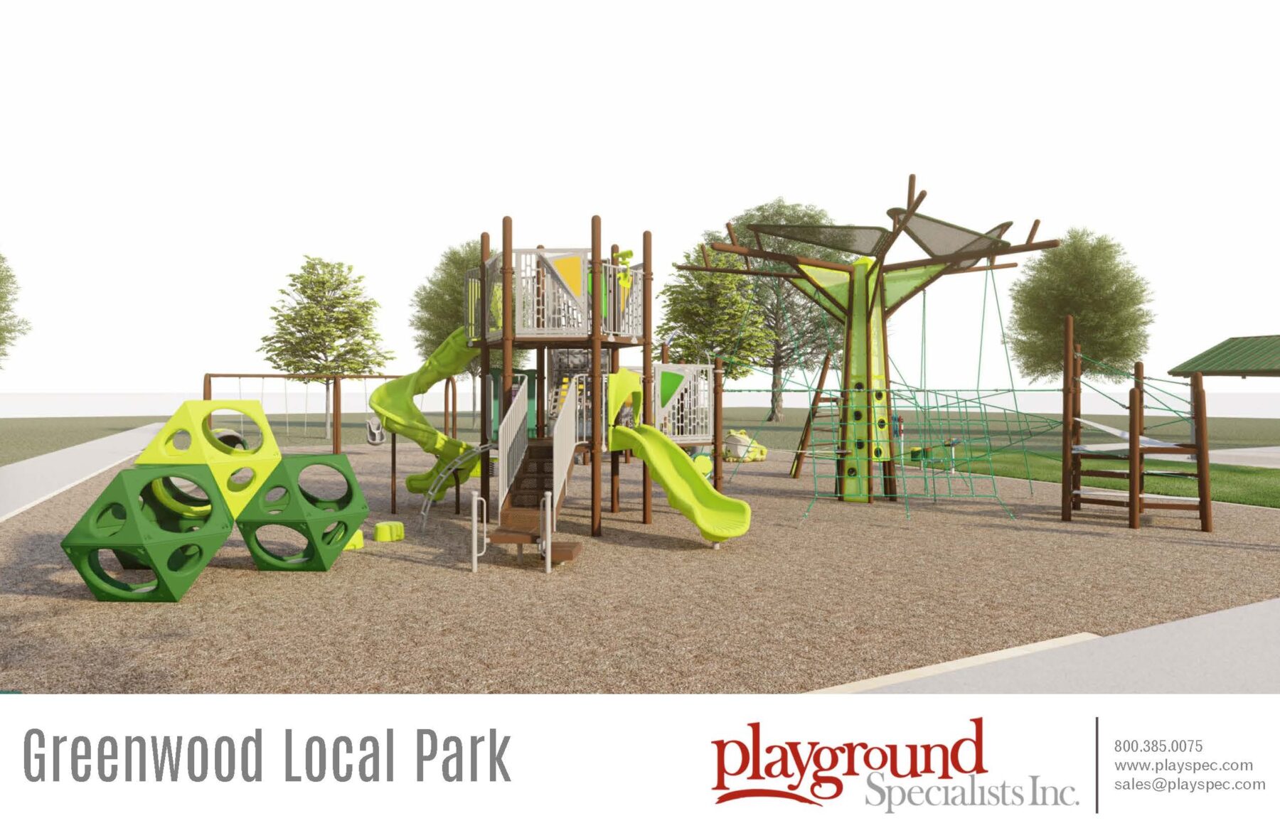 Visual image of Greenwood Local Park playground equipment