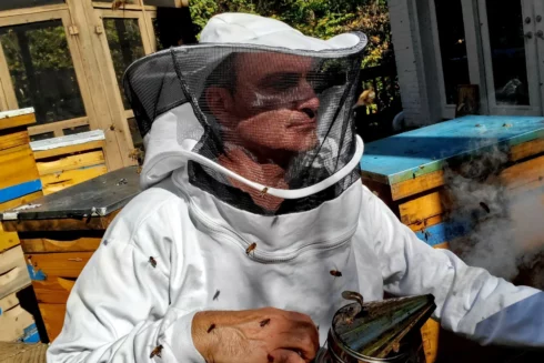 Phil Frank in a bee suit