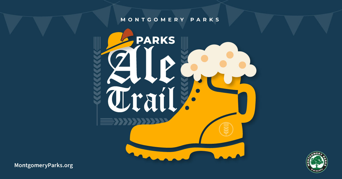 ale trail logo with yellow boot on navy background