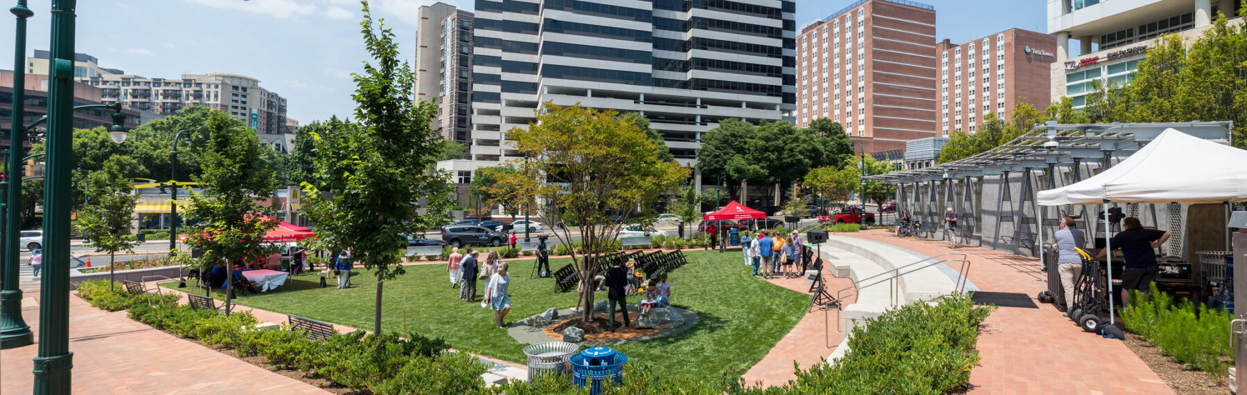 People at Gene Lynch Urban Park in Silver Spring