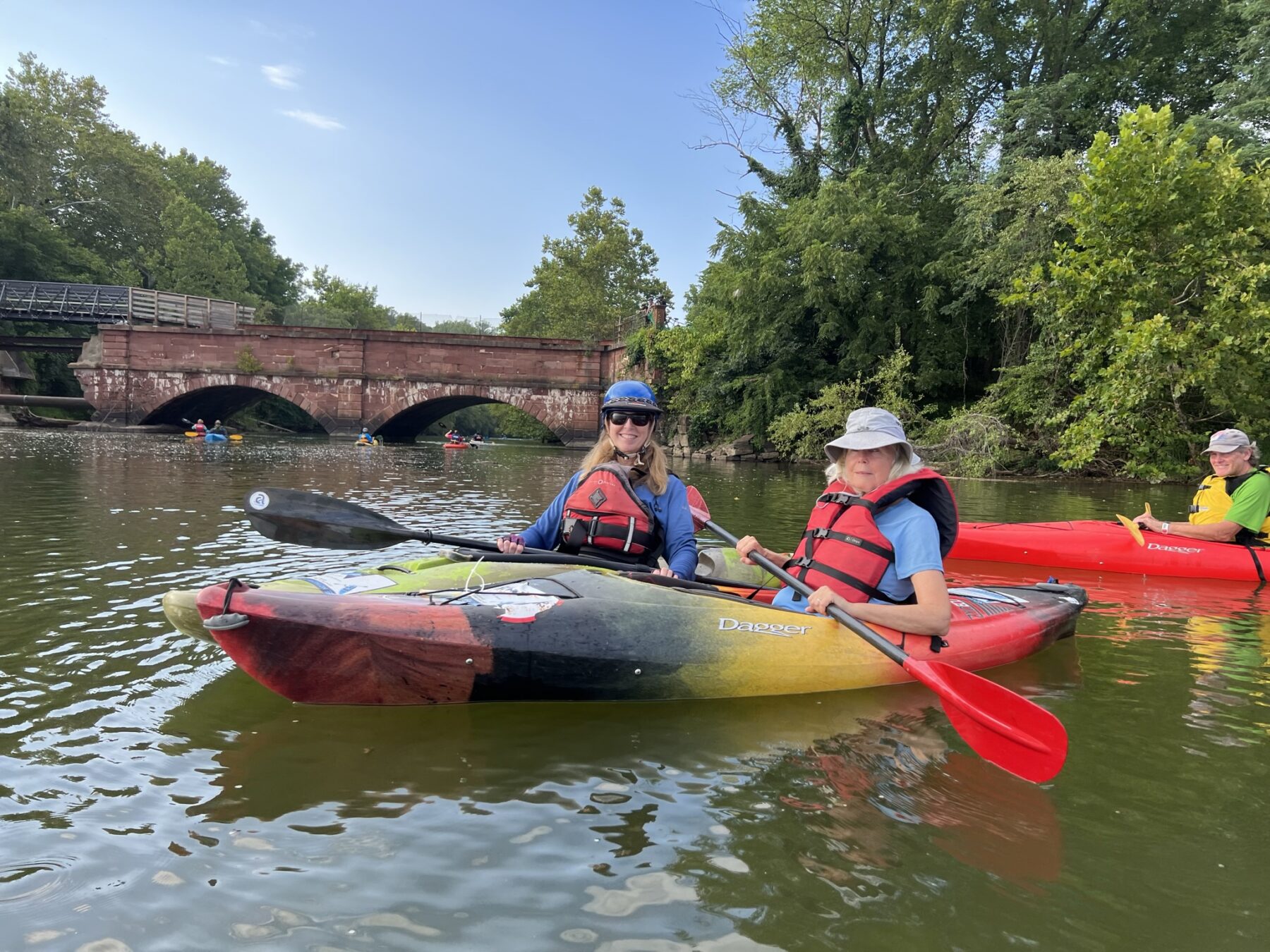3 Adaptive Paddling participants paddling on Seneca Creek