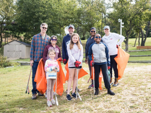 Group photo of volunteers at a cleanup event