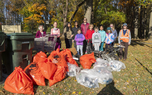 Group photo of volunteers after a cleanup event.