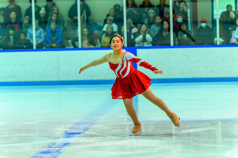 Figure skater in red dress