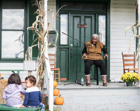 A storyteller performs