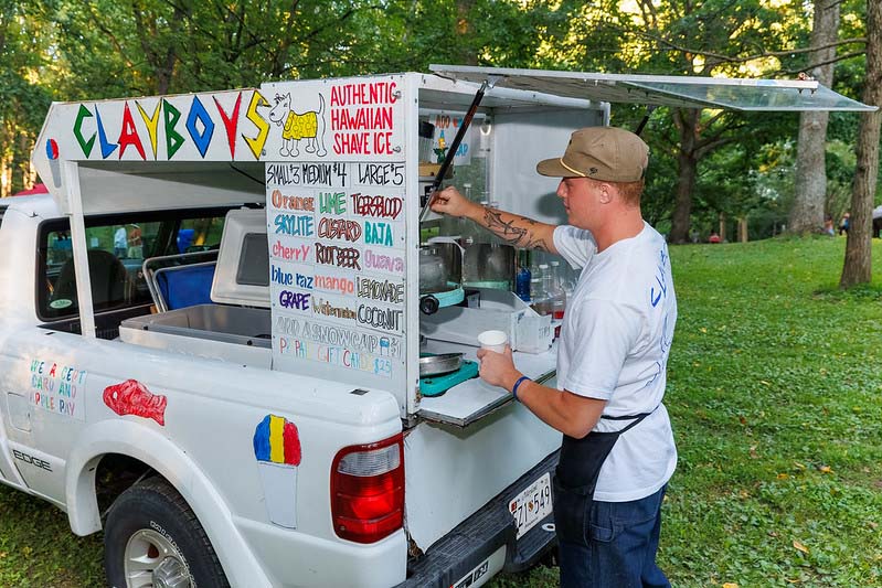 clayboys shave ice truck at Montgomery parks  summer concert