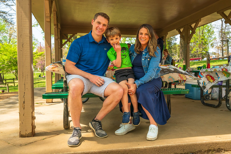 family at a party at the wheaton regional park picnic shelter