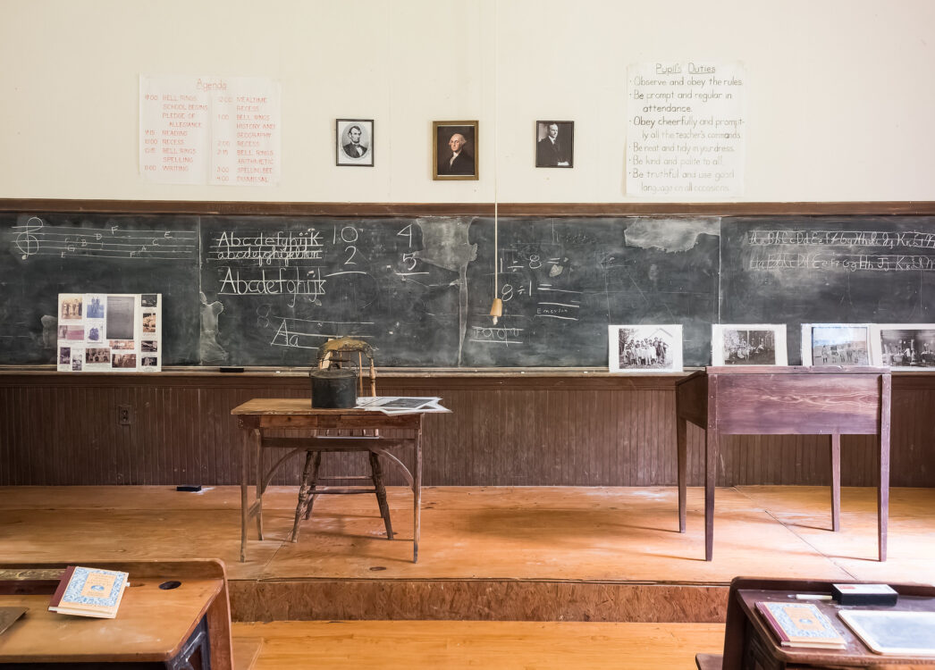 Chalkboard view of Kingsley Schoolhouse