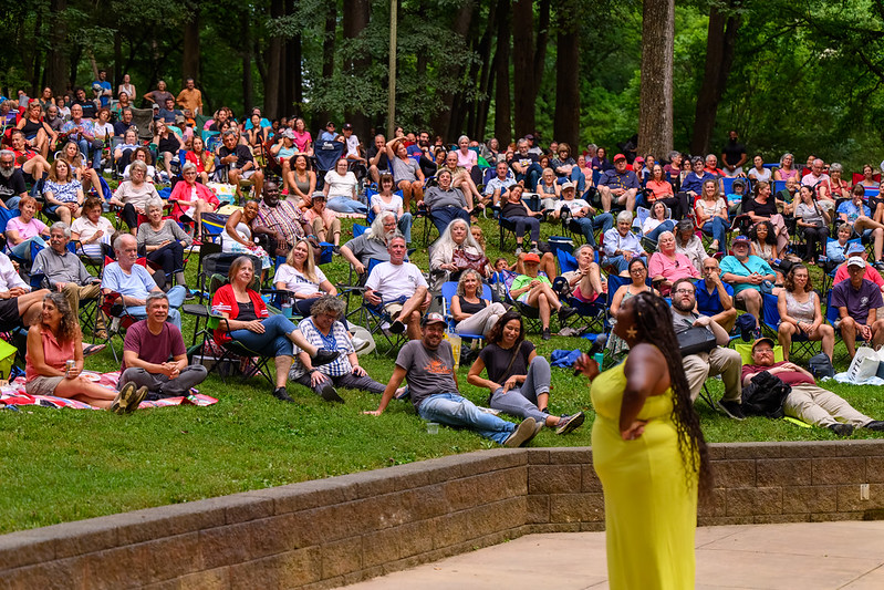 Performer interacting with crowd