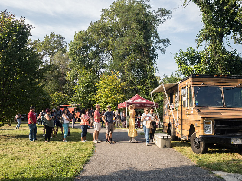 People line up for food truck