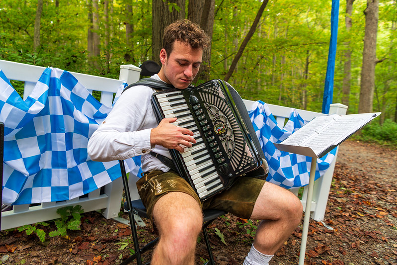 Accordion player on trail